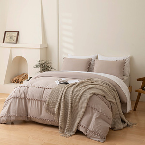 AOYATEX Home Textiles Custom <strong>Bedding</strong> <strong>Set</strong> with <strong>Pillow</strong> Cases Solid Color Bohemian Style Three Piece Polyester <strong>Bedding</strong> <strong>Set</strong> - Product Image 1