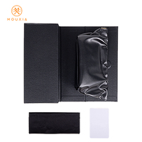 Étui rigide portable pour lunettes, boîte cadeau, chiffon de nettoyage, étui de luxe en cuir rayé et plissé pour femmes et hommes