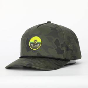 Trou découpé au laser perforé sportif personnalisé 5 panneaux en caoutchouc respirant PVC Logo Performance étanche Sports Camo Casquette de baseball <span class=keywords><strong>Golf</strong></span> - Product Image 1