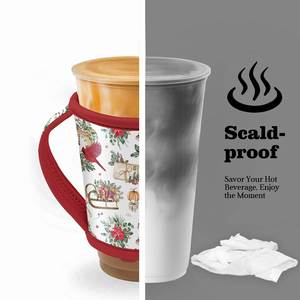 Manchon isotherme réutilisable en néoprène pour tasse à café chaude, design personnalisé, avec poignée - Product Image 2