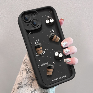 Trường hợp điện thoại Áp dụng đối với iPhone 14 Promax 15 13 11 Frosted Silicone 12 Cà Phê Bánh búp bê - Product Image 1