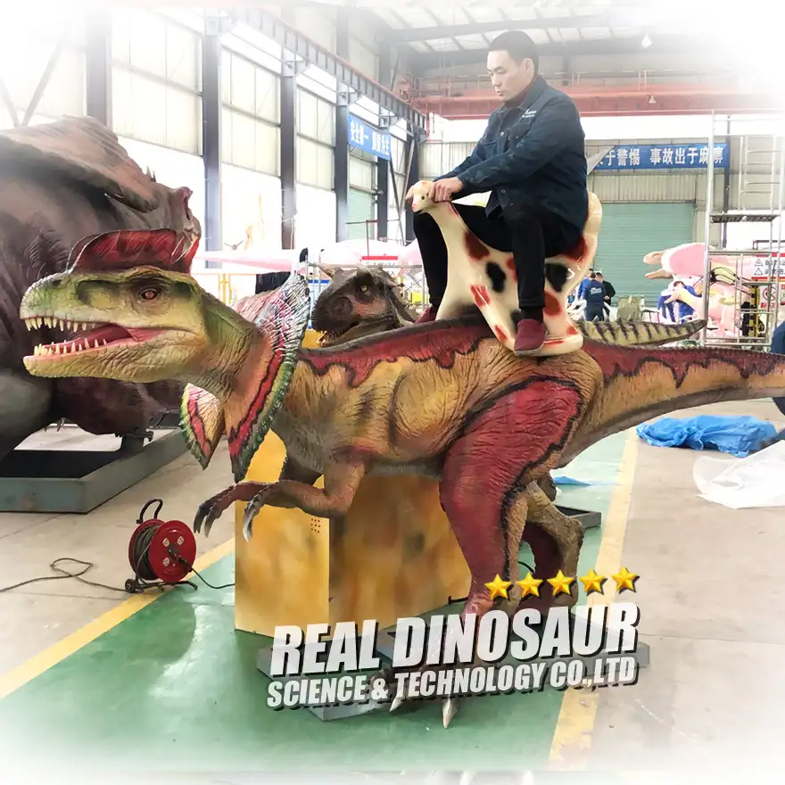 Eğlence parkı eğlenceli oyun hareketli Animatronic dinozor satılık sürmek