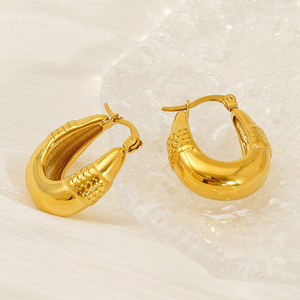 Zogxin U Shape Geometric Hoop Earrings Gold Plated Titanium Steel For Women Fashion Jewelry - Product Image 4