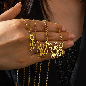 CENDA Collana con Ciondolo a Forma di Gatto in Acciaio Inossidabile Personalizzabile con Nome Inciso, Gioiello Personalizzato <span class=keywords><strong>per</strong></span> Animali Domestici - Product Image 3