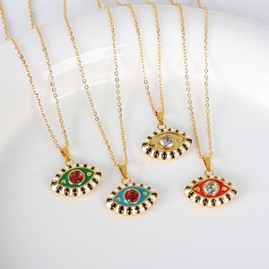 Collier pendentif œil turc <span class=keywords><strong>mal</strong></span>éfique en émail coloré, plaqué or 18 carats, en acier inoxydable, étanche et résistant au ternissement - Product Image 4