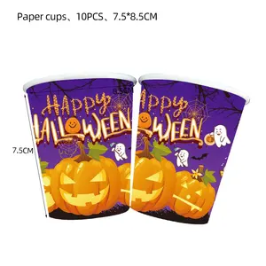 DAMAI Halloween thème fête vaisselle ensemble Halloween fête décoration assiette en papier tasse serviette vaisselle ensemble