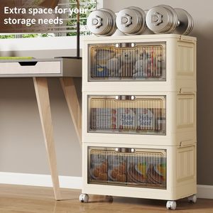 Five-Door Rectangle Clear Plastic PP Foldable <b>Storage</b> Bins Lids Space-Saving Eco-Friendly 35L Capacity Home Clothing Organizer - Product Image 4