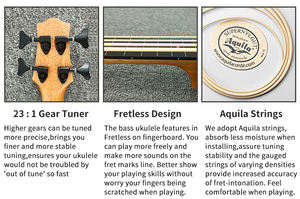 Ukelele Bajo Eléctrico de Ébano Java de 30 Pulgadas, Marca Aiersi, Precio de Fábrica China, Guitarra Acústica con Funda, Buena Calidad - Product Image 3