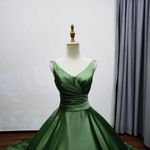 Robes de bal élégantes en satin à épaules dénudées, manches plissées amovibles, robe de soirée Mz0017 - Product Image 5