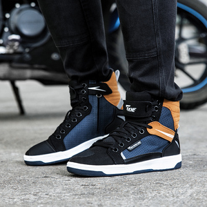 Bottes de moto hautes pour hommes TKNE, tendance, hiver, course moto, lacets - Product Image 1