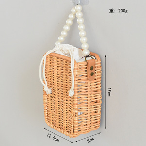 Fashion Durable Waterproof Woven Cotton Handbag Ins Style Button Thickened Handmade Beach Tote Bag for Girls - Product Image 5