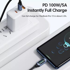 Câble de données tressé en Nylon Bio Type C charge rapide câble Pd 100w matériau tressé puissance numérique Usb C Port d'affichage Lcd pour <span class=keywords><strong>Macboo</strong></span> - Product Image 2