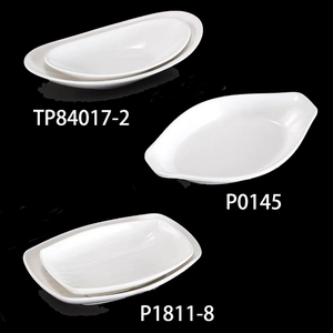 Plats de dîner Platos de restaurant à la maison assiettes, 10 "12" plats blancs solides faits sur commande de mélamine de forme de <span class=keywords><strong>bateau</strong></span> - Product Image 5