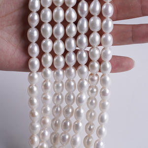 Zhuji Natural <b>Freshwater</b> 9-10mm White Rice Shaped <b>Pearl</b> String Strong Light for DIY Necklace <b>Bracelet</b> Material Loose <b>Pearls</b> - Product Image 3