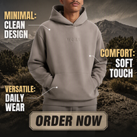 Sweat à capuche unisexe en molleton épais surdimensionné avec logo personnalisé en relief 3D, essentiel du streetwear, pour hommes