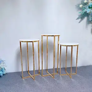 Dibei China Factory Wedding Centerpiece Party Table Decoration Gold Marble Metal Flower Stand