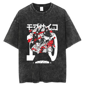 Camiseta de Manga Corta con Estampado de Dibujos Animados, Estilo Vintage Lavado, para Hombre, <span class=keywords><strong>Mob</strong></span> <span class=keywords><strong>Psycho</strong></span> <span class=keywords><strong>100</strong></span>, Marca de Moda Urbana, Algodón Puro, Corte Holgado - Product Image 1