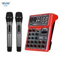 Console audio professionnelle 6 canaux, mini-mixeur portable avec 2 microphones