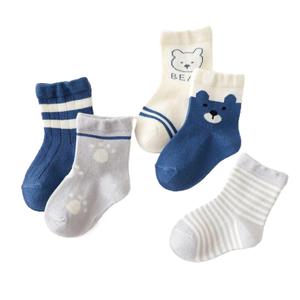 Calcetines Casuales de Algodón para Niños, Grosor Medio, a Media Pantorrilla, con Dibujos Animados, Rayas y Colores Sólidos, para Otoño e Invierno, para Niños y Niñas - Product Image 1