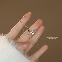 Haute qualité 999 argent sterling arc bijoux brillant délicat arc noeud pendentif collier pour les filles vacances portant