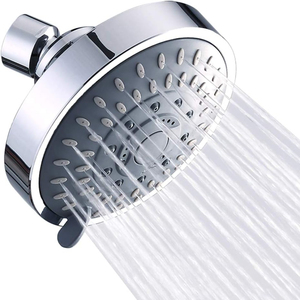 <strong>Shower</strong> <strong>Head</strong> High Pressure Rain Fixed 5-Setting <strong>with</strong> Adjustable Metal <strong>Swivel</strong> Ball <strong>Joint</strong> - Relaxed <strong>Shower</strong> Experience Even - Product Image 1