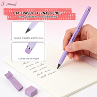 Yihuale – Ensemble de crayons éternels réutilisables avec capuchon effaceur chat coloré et mignon, sans aiguillage, pour enfants, étudiants, écriture, dessin, fournitures scolaires