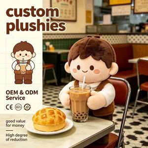 ตุ๊กตาผ้ากำมะหยี่สั่งทำขายส่ง ธีมคาเฟ่บรันช์ ตัวละครมนุษย์ พร้อมใบรับรอง CE EN71 ตุ๊กตาผ้าฝ้าย OEM - Product Image 1