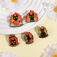 Karikatür siyah emaye Pin Metal broş mikro kakma büyük göz hayvan tasarımı giyim çantaları için sevgililer için yıldönümü hediyeleri