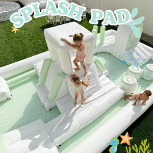 Bantalan cipratan taman air putih, perosotan air combo kolam bermain lembut - Product Image 4