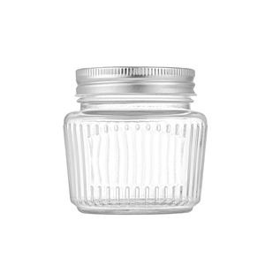 Empty Snack Nuts Candy Round <strong>Basil</strong> Pesto Honey Mustard Glass <strong>Container</strong> 500ml Clear Spice Glass Food Storage Jar With Screw Lid - Product Image 1