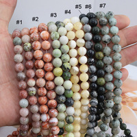SB7203 Cuentas Sueltas de 8mm de Piedra Semipreciosa Natural Jaspe Telaraña Kiwi y Jade Amarillo para Elaboración de Joyería
