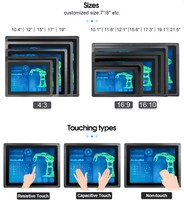 Moniteur industriel à lunette extrêmement mince de 3mm 10.1 "10.4" 11.6 "12" 17 "21.5" Panneau d'écran tactile LCD Vesa Kiosk de style intégré