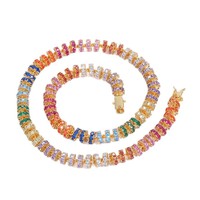 Collier tennis rond en laiton avec chaîne en zircon coloré de 8 mm pour femme, style hip-hop