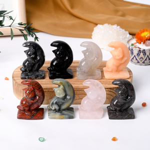 Figurines de chats en cristal, sculptures d'animaux en pierres précieuses, objets d'artisanat pour la décoration et la lithothérapie, vente en gros - Product Image 1