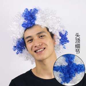<span class=keywords><strong>Parrucca</strong></span> Divertente con Bandiera Irlandese, Parrucche Colorate e Ricce all'Ingrosso, <span class=keywords><strong>Parrucca</strong></span> Sintetica per Feste, Calcio, Clown, Vendita Diretta dalla Fabbrica, Capelli Afro Economici - Product Image 6