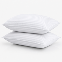 Oreiller rayé en gros pour hôtel, 300TC, alternative au duvet, certifié OEKO-TEX ISO, hypoallergénique, en fibres moelleuses pour les clients
