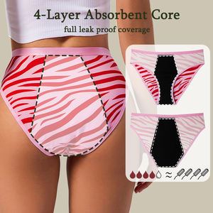 Culottes menstruelles réutilisables absorbantes anti-fuites <span class=keywords><strong>pour</strong></span> adolescentes à imprimé zèbre personnalisé en coton biologique - Product Image 4