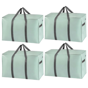 Set di 4 Sacchi Portaoggetti Pieghevoli in Polipropilene VENO da 102 Litri con Manici Robusti e Cerniera (Verde Chiaro) per Soggiorno e Abbigliamento - Product Image 1