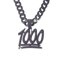 Chaîne à maillons cubains Miami diamant hip hop avec collier pendentif BLESS en strass CZ
