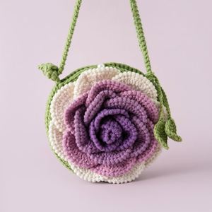 Bolso de hombro cruzado de ganchillo hecho a mano con flor de camelia, bolso de punto para auriculares, monedero de ganchillo, funda para teléfono móvil - Product Image 5