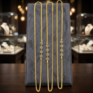 Wholesale 14K 18K 24K Micron Gold CZ Stone Mopu Chain Necklaces, Fashion <b>Jewelry</b>, Brass 24K Gold Plated CZ Stone Chain Necklaces - Product Image 3