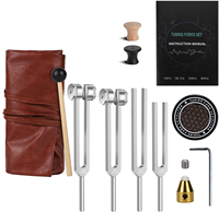 Ensemble de diapasons pour la guérison, instruments de sonothérapie par résonance, 128Hz 136.1Hz 256Hz 384Hz, argent