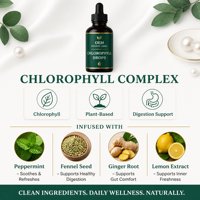 Complément alimentaire en gouttes de chlorophylle liquide, chlorophylle sans sucre avec saveur menthe naturelle, complément alimentaire, usine GMP personnalisée