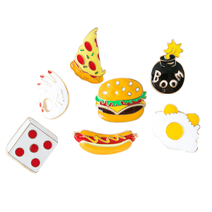 13 Estilos de Pines de Esmalte con Diseños de Comida: Hamburguesa, Pizza, Pollo, Bebidas, Café, Palomitas de Maíz, Papas Fritas, Hot Dog, Joyería para Mujer, Metal de Níquel Negro - Product Image 1