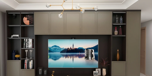 2025 caliente moderno soporte de TV de madera maciza pared completa Simple Almacenamiento de fondo para el hogar gabinete de combinación integrado para TV RAC KTV para - Product Image 5