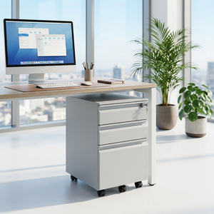 Steel Movable Modular Adjustable Commercial <b>File</b> <b>Cabinet</b> 3 Drawers Lockable Minimalist Design Office Home Bedroom Hotel Kitchen - Product Image 1