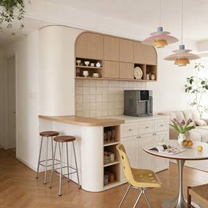 Luxury Scandinavian Dining <b>Sideboard</b> - <b>Cream</b> & Oak, LED Lighting & Coffee Bar, Multi-Zone Storage for Stylish Hygge Spaces - Product Image 6
