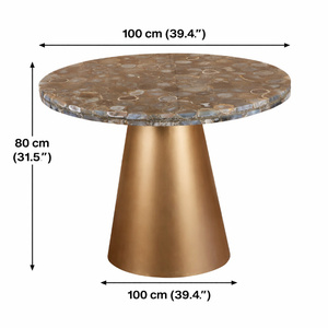 โต๊ะข้างหินอาเกตหรูหราพร้อมฐานโลหะ – โต๊ะกาแฟตกแต่งสไตล์โมเดิร์นสำหรับห้องนั่งเล่นและโรงแรม - Product Image 4