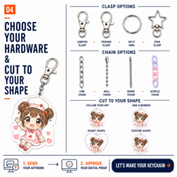 Porte-clés en acrylique personnalisé Anime, chaîne à maillons, acrylique brillant de 5 mm d'épaisseur, impression UV personnalisée, impression d'illustrations sur mesure, vente en gros d'usine OEM