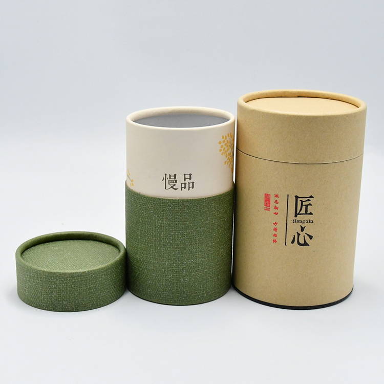 Écologique réutilisé par thé de tube de papier d'emballage conçoivent l'emballage en fonction du client de tube de papier de nourriture pour le thé avec le couvercle en métal